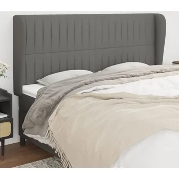 Čelo postele typu ušák tmavě šedé 163x23x118/128 cm textil IM_3118201