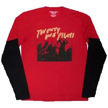 Zahraniční hudba Merch Twenty One Pilots: Twenty One Pilots Unisex Layered Long Sleeve T-shirt: Live Scribble (red & Black) (medium) M