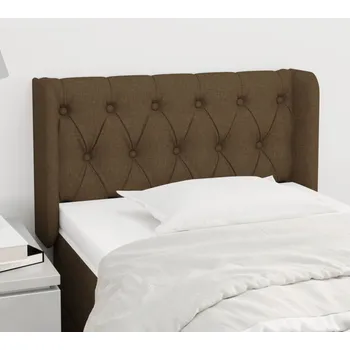 Čelo postele typu ušák tmavě hnědé 83 x 16 x 78/88 cm textil IM_3119081