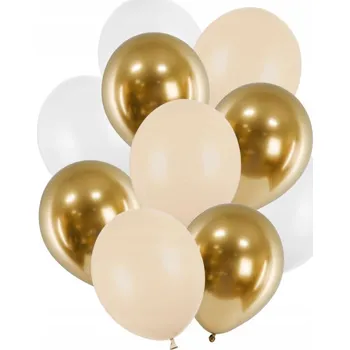 Balónek Sada latexových balónků bílo-béžovo-zlaté, 10 ks balónky dekorace