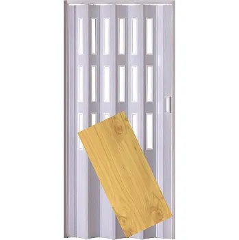 Stavebniny PETROMILA plastové shrnovací dveře LUCIANA borovice PROVEDENÍ: TŘI ŘADY PROSKLENÍ, ŠÍŘKA: 166cm 2362/166/T