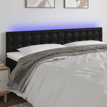 Čelo postele s LED černé 200x5x78/88 cm umělá kůže IM_3121720