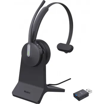 Sluchátka Yealink WH64 Hybird Mono with Charging Stand Teams Sluchátka s mikrofonem Bezdrátový Přes hlavu Kancelář / call centrum USB typu C Bluetooth Nabíjecí podstavec Černá