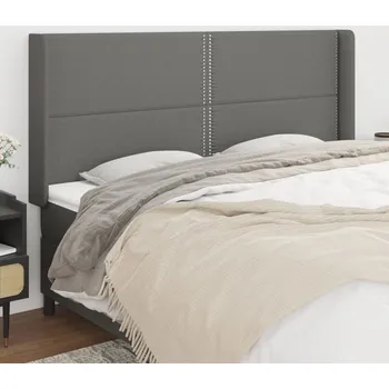 Čelo postele typu ušák tmavě šedé 163x16x118/128 cm textil IM_3119447