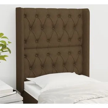 Čelo postele typu ušák tmavě hnědé 83x16x118/128 cm textil IM_3119893