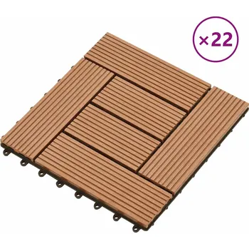 Venkovní dlažba vidaXL 22 ks terasové dlaždice 30 x 30 cm 2 m² WPC [277805] Barva: Hnědá