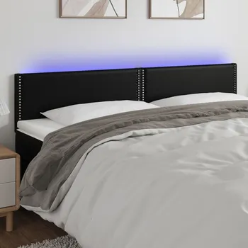 Čelo postele s LED černé 200x5x78/88 cm umělá kůže IM_3121580