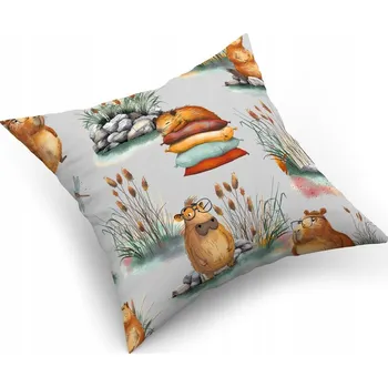 Povlak na dekorativní polštářek Povlak na polštářek "jasiek" 40x40 cm 100% BAVLNA, Kapybary ŠEDÉ