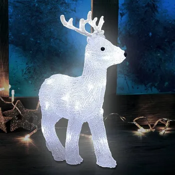 Vánoční světelná dekorace LED akrylová figurka vánočního jelena