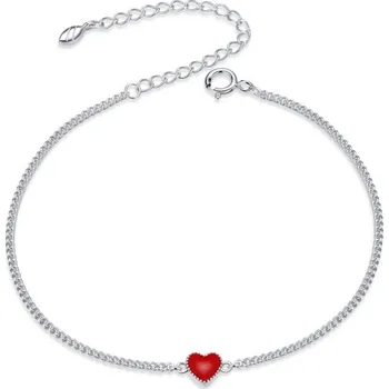Náramek Prosperk Stříbrný náramek červené srdíčko S2057