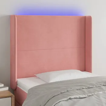 Čelo postele s LED růžové 93 x 16 x 118/128 cm samet IM_3123809