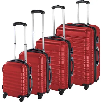 4 kusová sada pevnostěnných kufrů, ve 4 barvách - červená