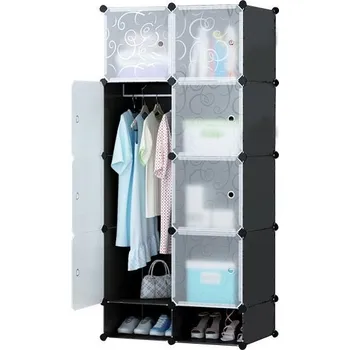 Šatní skříň Plastová skládací skříň - černá