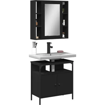 Koupelnový nábytek 2dílný set koupelnového nábytku černý kompozitní dřevo IM_3214715