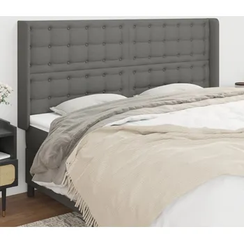 Čelo postele typu ušák tmavě šedé 183x16x118/128 cm textil IM_3120029