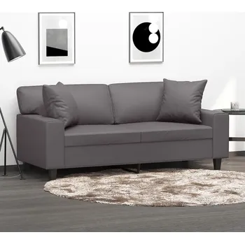 Pohovka 2místná pohovka s polštáři šedá 140 cm umělá kůže IM_3200868