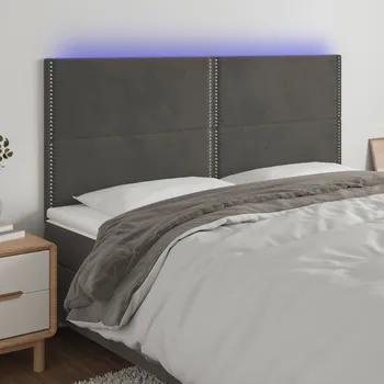 Čelo postele s LED tmavě šedé 200x5x118/128 cm samet IM_3122351