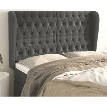 Čelo postele typu ušák tmavě šedé 163x23x118/128 cm samet IM_3118347