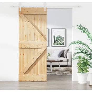 Interiérové dveře Posuvné dveře s kováním 85 x 210 cm masivní borové dřevo IM_3203249