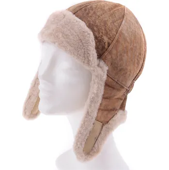 Čepice Splus Dětská kožešinová ušanka z ovčiny DU09 hnědá Velikost: 51 - 53 cm