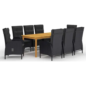 Zahradní sestava 9dílný zahradní jídelní set černý IM_3067870