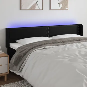 Čelo postele s LED černé 203 x 16 x 78/88 cm umělá kůže IM_3123204