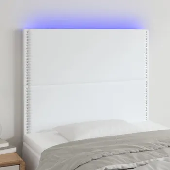 Čelo postele s LED bílé 100x5x118/128 cm umělá kůže IM_3122369