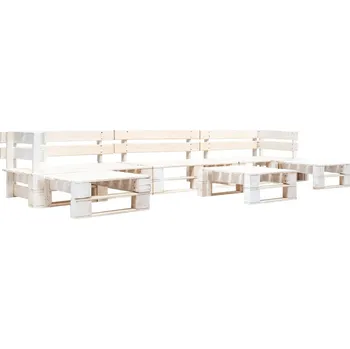 Zahradní sestava 6dílná zahradní sedací souprava z palet dřevo bílá IM_277399