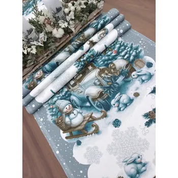 ubrus Běhoun vánoční - Vánoce v lese na šedé - různé délky