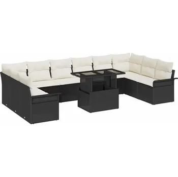 Sada zahradních pohovek s polštářem 11 pcs Černá Poly Ratan IM_3357090