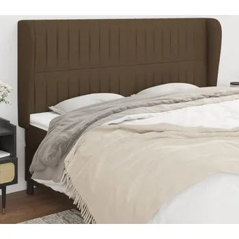 Čelo postele typu ušák tmavě hnědé 203x23x118/128 cm textil IM_3118219