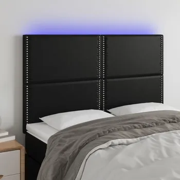 Ložnice Čelo postele s LED černé 144x5x118/128 cm umělá kůže IM_3122374