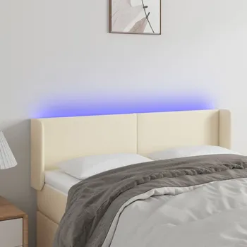 Čelo postele s LED krémové 147 x 16 x 78/88 cm umělá kůže IM_3123048