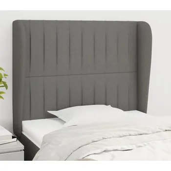 Čelo postele typu ušák tmavě šedé 83 x 23 x 118/128 cm textil IM_3118169