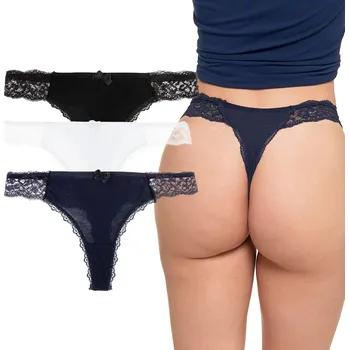 Dámské spodní prádlo Dámské elegantní Tanga z jemné Bavlna 3 ks MORAJ L