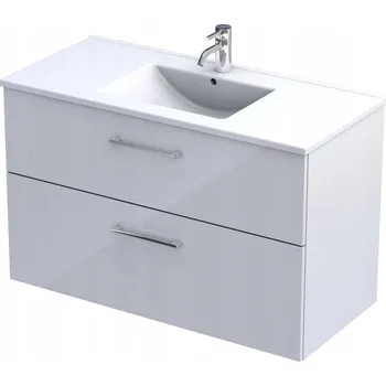 Koupelnový nábytek Skříňka Oristo Geo s umyvadlem 100 cm, bílý lesk