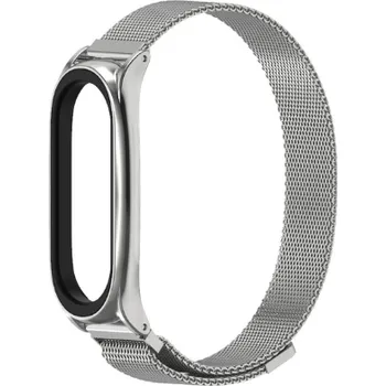 Příslušenství k fitness náramku Xiaomi Milánský tah - Mi Band 3/4/5/6 kovový náhradní řemínek - Magnetický Barva: Stříbrná MBSCZ-5MTSTR