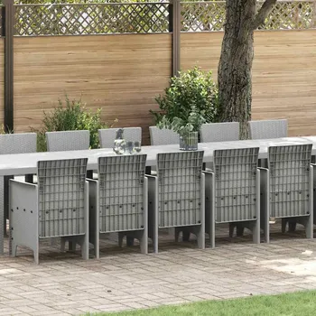 Zahradní sestava Zahradní jídelní souprava s polštáři 17 pcs Světle šedá PP IM_3378671