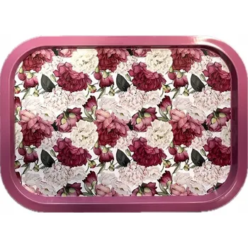 Kovová tácek Smukee 40 x 29 x 1,5 cm Květiny S769