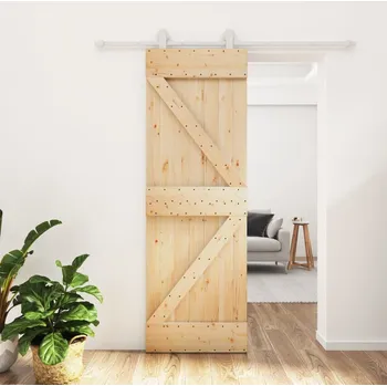 Interiérové dveře Posuvné dveře s kováním 70 x 210 cm masivní borové dřevo IM_3203082