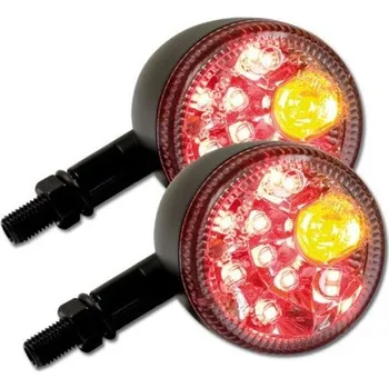 Osvětlení pro motocykl HSM LED blinkry kombinované "Prisma", M10, černé matné, čiré sklo , D:88 mm O:60 mm