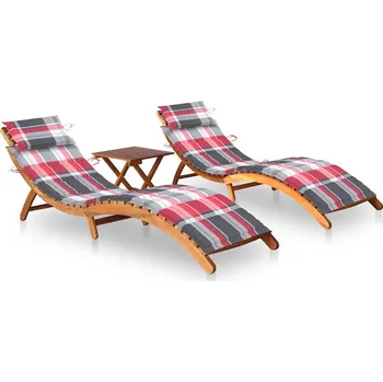 Zahradní lehátko Zahradní lehátka 2 ks se stolkem a poduškami masivní akácie IM_3077389