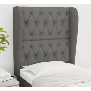 Čelo postele typu ušák tmavě šedé 83 x 23 x 118/128 cm textil IM_3118267