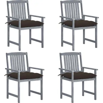 Režisérská křesla s poduškami 4 ks šedá masivní akáciové dřevo IM_3061268