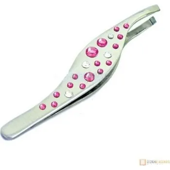 Kosmetická pinzeta Luxusní pinzeta Swarovski elements růžová (Pinzety na obočí)