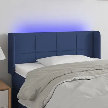 Čelo postele s LED modré 103 x 16 x 78/88 cm textil IM_3123232