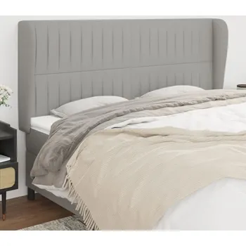 Čelo postele typu ušák světle šedé 163x23x118/128 cm textil IM_3118200