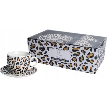 ŠÁLKY S PODŠÁLKY VZOR PANTERA 250 ML DÁRKOVÁ SADA 2 KS NA KÁVU LIVELLO