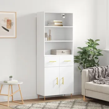 Příborník do zásuvky Skříň highboard bílá 69,5 x 34 x 180 cm kompozitní dřevo IM_3200505