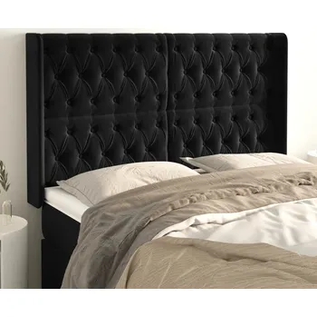 Čelo postele typu ušák černé 147x16x118/128 cm samet IM_3119966